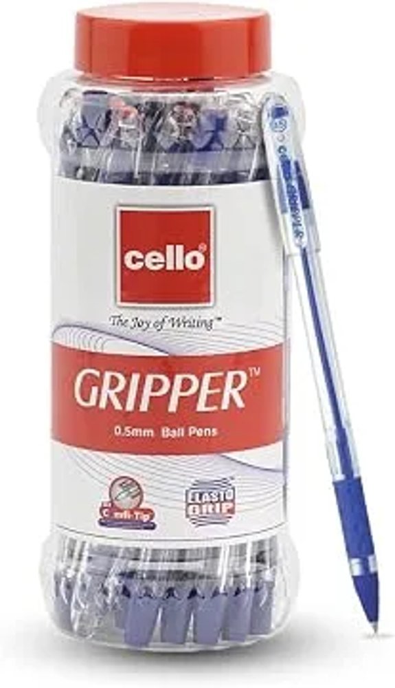 Cello Gripper Ball Pen, 0.5 mm, Blue. Pack of 10 Smooth Writing with Soft Comfortable Grip