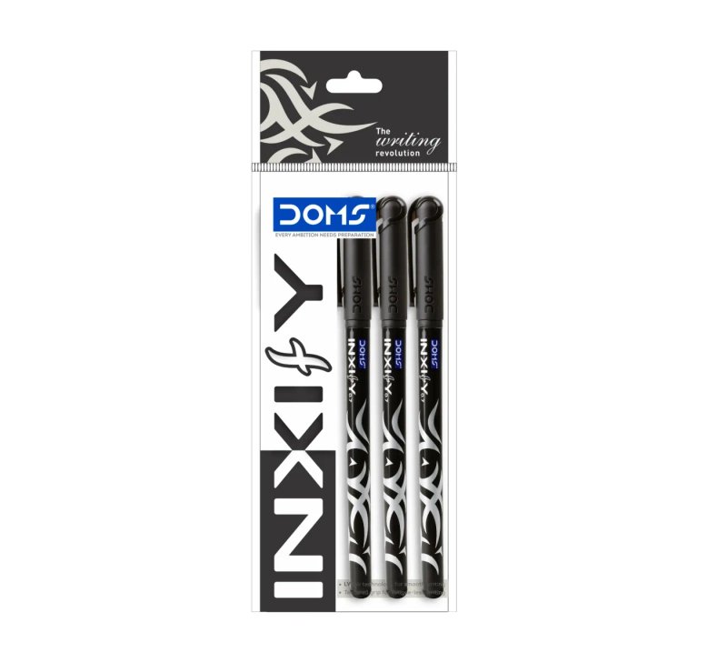 DOMS Inxify Ballpoint Pens  color black • 0.7mm Point Size • Smooth Writing • Tungsten Carbide Ballpoint • Matte & Glossy Grip Texture • Ergonomic Design • Bright Ink