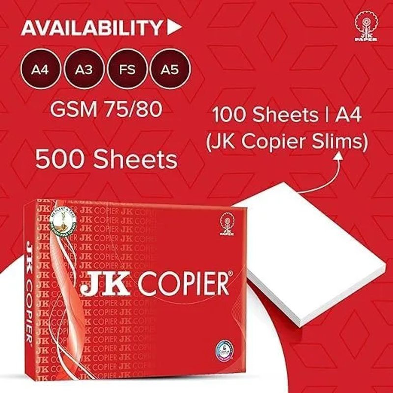 JK Copier Paper - A4, 500 Sheets, 75 GSM, 1 Ream