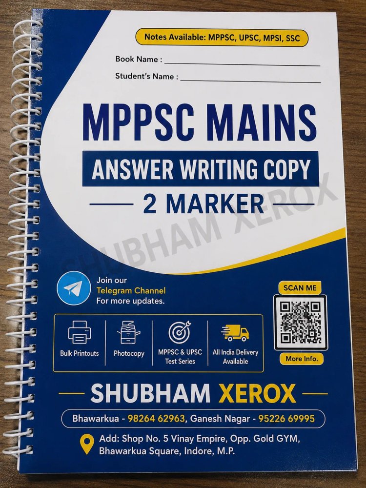Mains Practice Answer Sheets Notebook Register MPPSC Practice Copy Answer Sheets(A4-220 Page, ) 2 MARKER