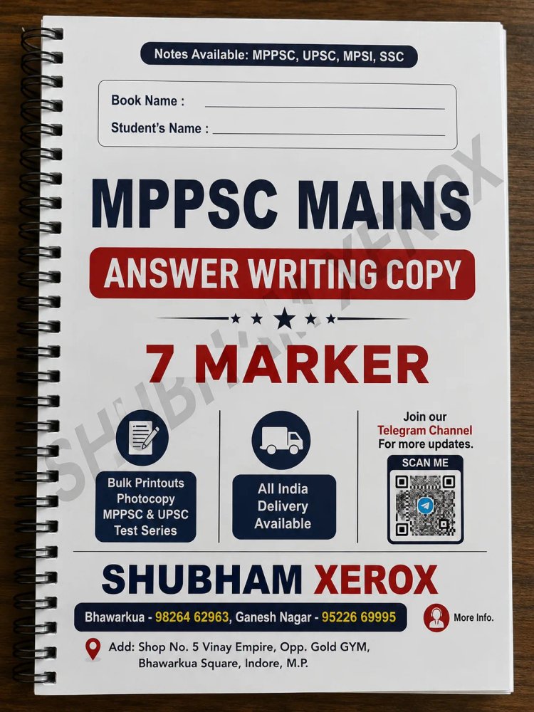 Mains Practice Answer Sheets Notebook Register MPPSC Practice Copy Answer Sheets(A4-220 Page, ) 7 MARKER