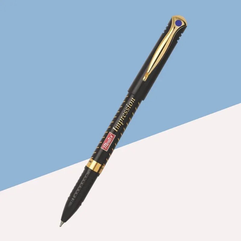 Montex Impression Gold Ball Pen - Blue ( Pack of 10 )