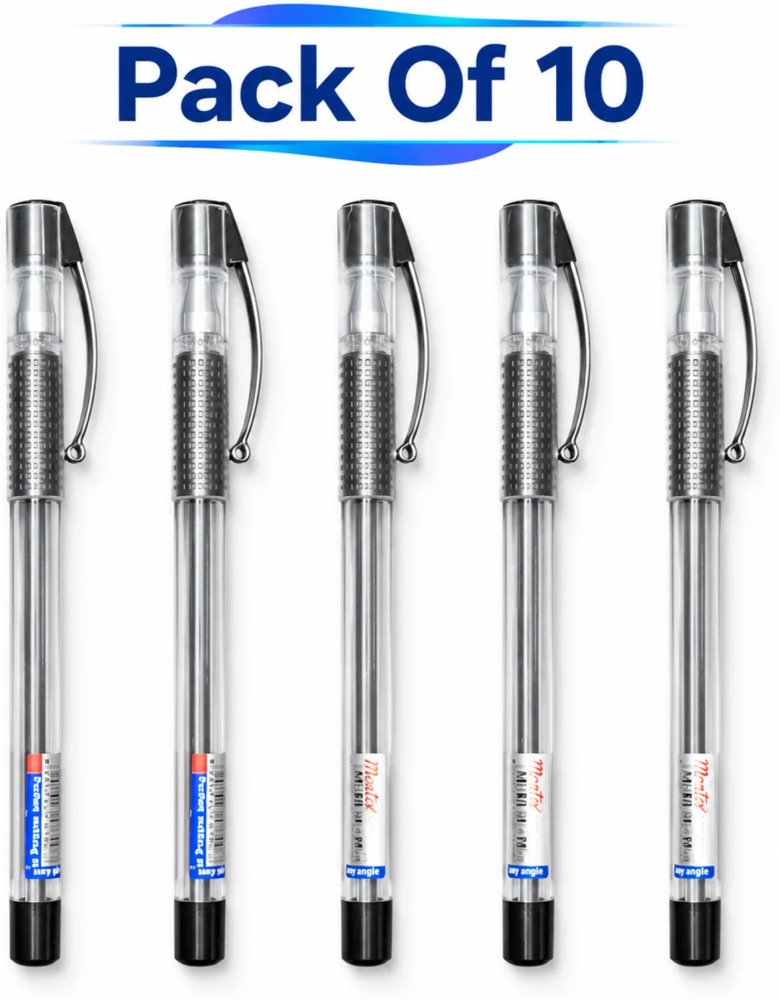Montex Mega Top Black Premium Ball Pen (Pack of 10, Ink Color - Black)