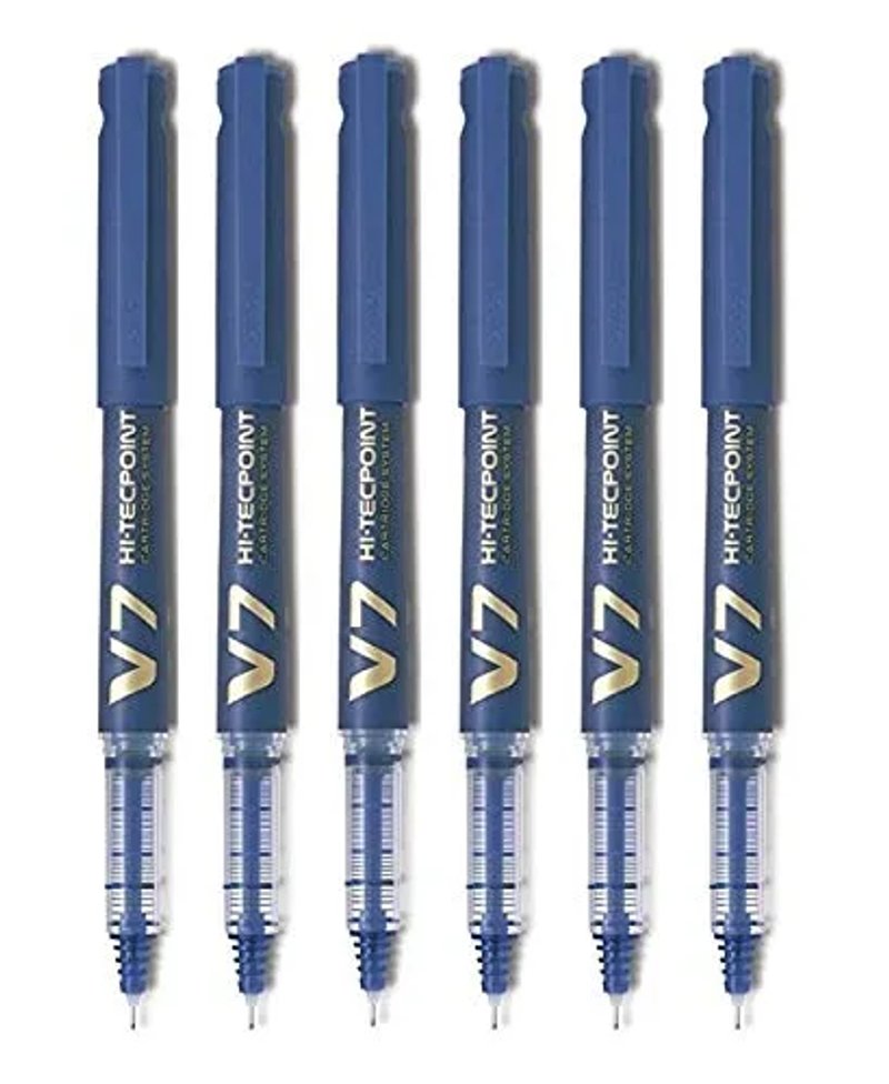 Pilot V7 Hi-Tecpoint Cartridge System Rollerball Pen Medium Point(Pack Of 6),Blue