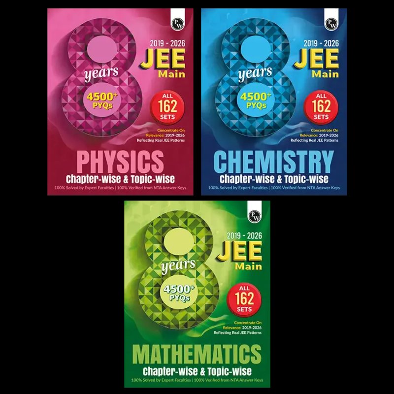 PW JEE Main 8 Years (2019-2026) Solved Papers Combo (Physics, Chemistry & Mathematics) | 4500+ PYQs Chapter-wise & Topic-wise