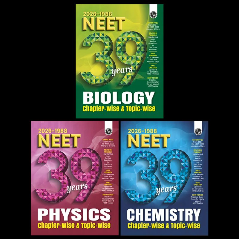 PW NEET 39 Years Physics, Chemistry & Biology Combo Set (Set of 3 Books) | Solved Papers (2026–1988)
