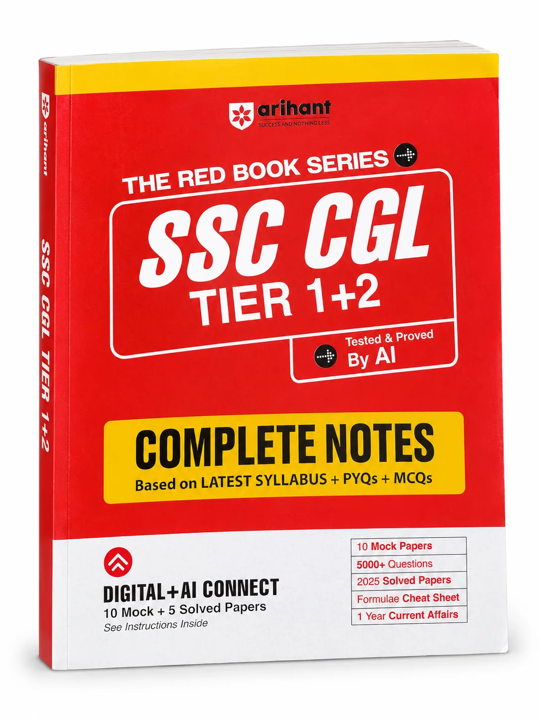 Arihant SSC CGL Tier 1 & 2 Complete Notes 2026 | 5000+ Practice Questions | 10 Mock Tests + Solved Papers | Formula Cheat Sheet | The Red Book Series